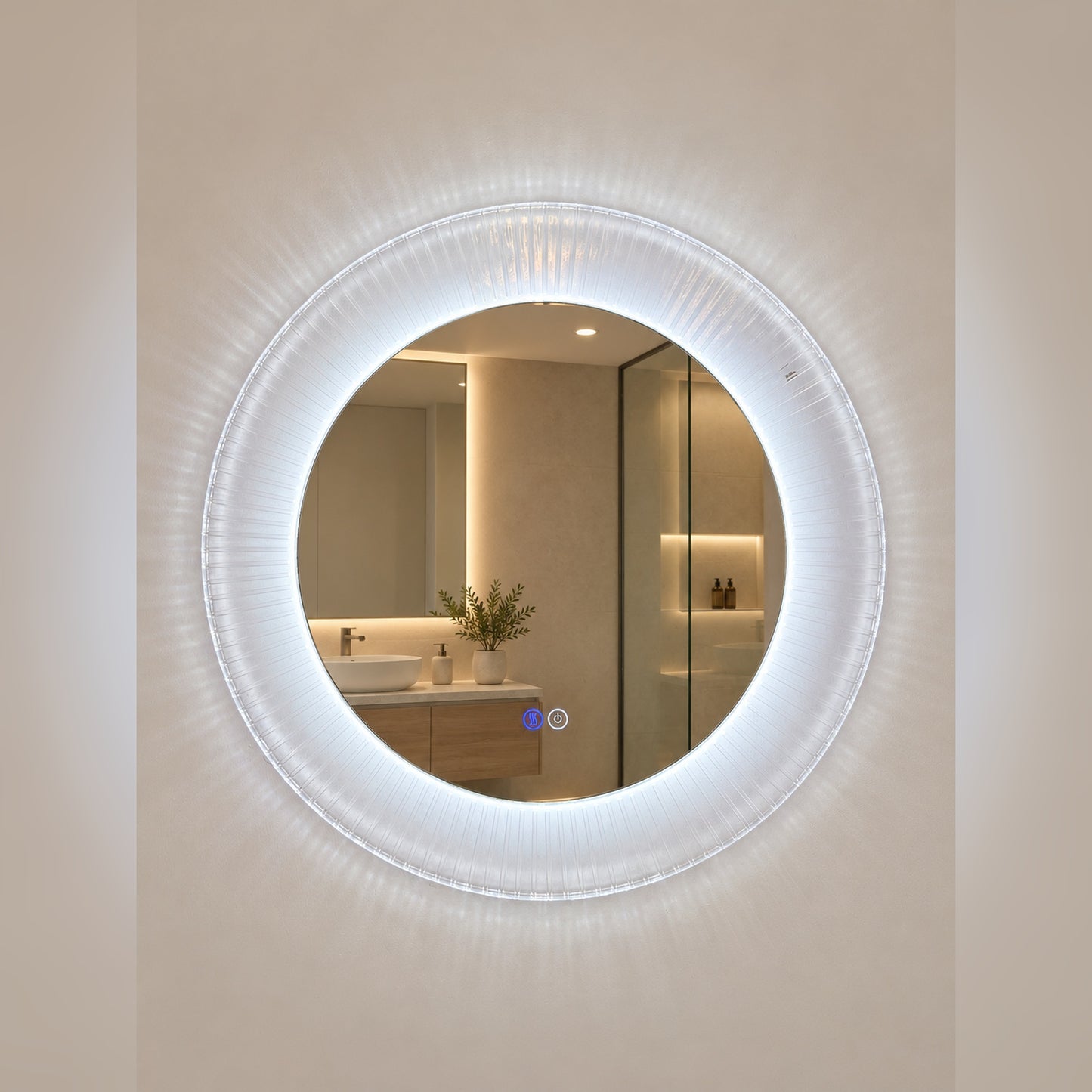 Original J69 acrylic frame shown in a lit mirror application
